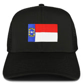 Armycrew XXL Oversize New North Carolina State Flag Patch Mesh Back Trucker Cap - Black