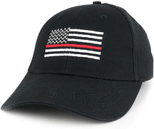 Armycrew Thin RED Line American Flag Embroidered Cotton Baseball Cap