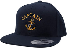 Flexfit Captain with Ships Anchor Embroidered Flat Bill Snapback Cap