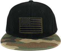 USA American Flag Embroidered Iron on Patch Camo Bill Snapback Cap - WDL