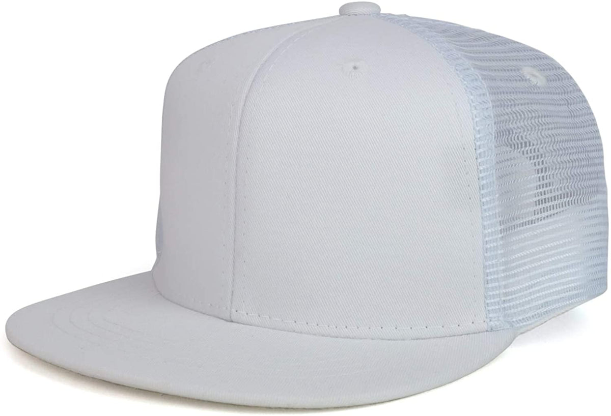 Youth Stylish Flat Bill Structured Mesh Back Snapback Trucker Cap