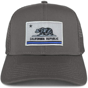 Armycrew California Thin Blue Line Flag Patch Structured Mesh Trucker Cap