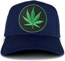 Marijuana Leaf Circle Iron on Patch with Green Border Adjustable Baseball Cap