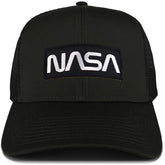 Armycrew NASA Black White Worm Oversized XXL Structured High Profile Trucker Cap
