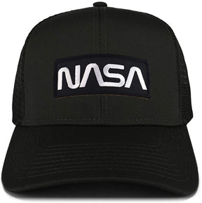 Armycrew NASA Black White Worm Oversized XXL Structured High Profile Trucker Cap