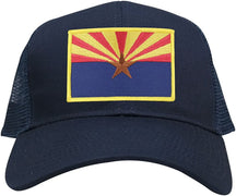 Arizona Home State Flag Embroidered Iron on Gold Border Patch Snapback Mesh Trucker Cap