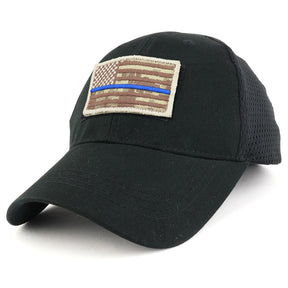 Armycrew USA Desert Digital Thin Blue Flag Tactical Patch Cotton Adjustable Trucker Cap