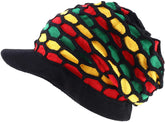 Armycrew Rasta RGY Ribbed Deep Crown Dreadlock Cotton Beanie Visored Hat