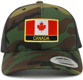 Armycrew Flexfit Canada Flag with Text Embroidered Iron on Patch Snapback Mesh Back Cap
