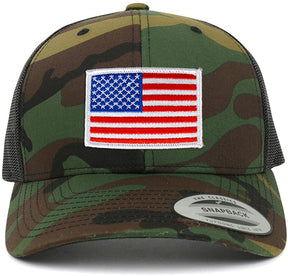 Armycrew American Flag Patch Snapback Trucker Mesh Cap - Camo
