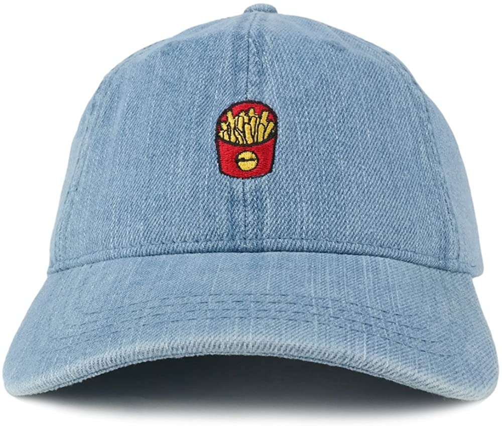 Armycrew Distressed Denim French Fries Embroidered Accent Baseball Cap