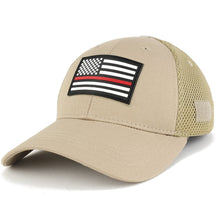 Thin RED Line American Flag 3D Rubber Tactical Patch Low Crown Adjustable Mesh Cap