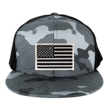Armycrew US American Flag Embroidered Patch Adjustable Urban Camo Trucker Cap - UUB - Black Grey