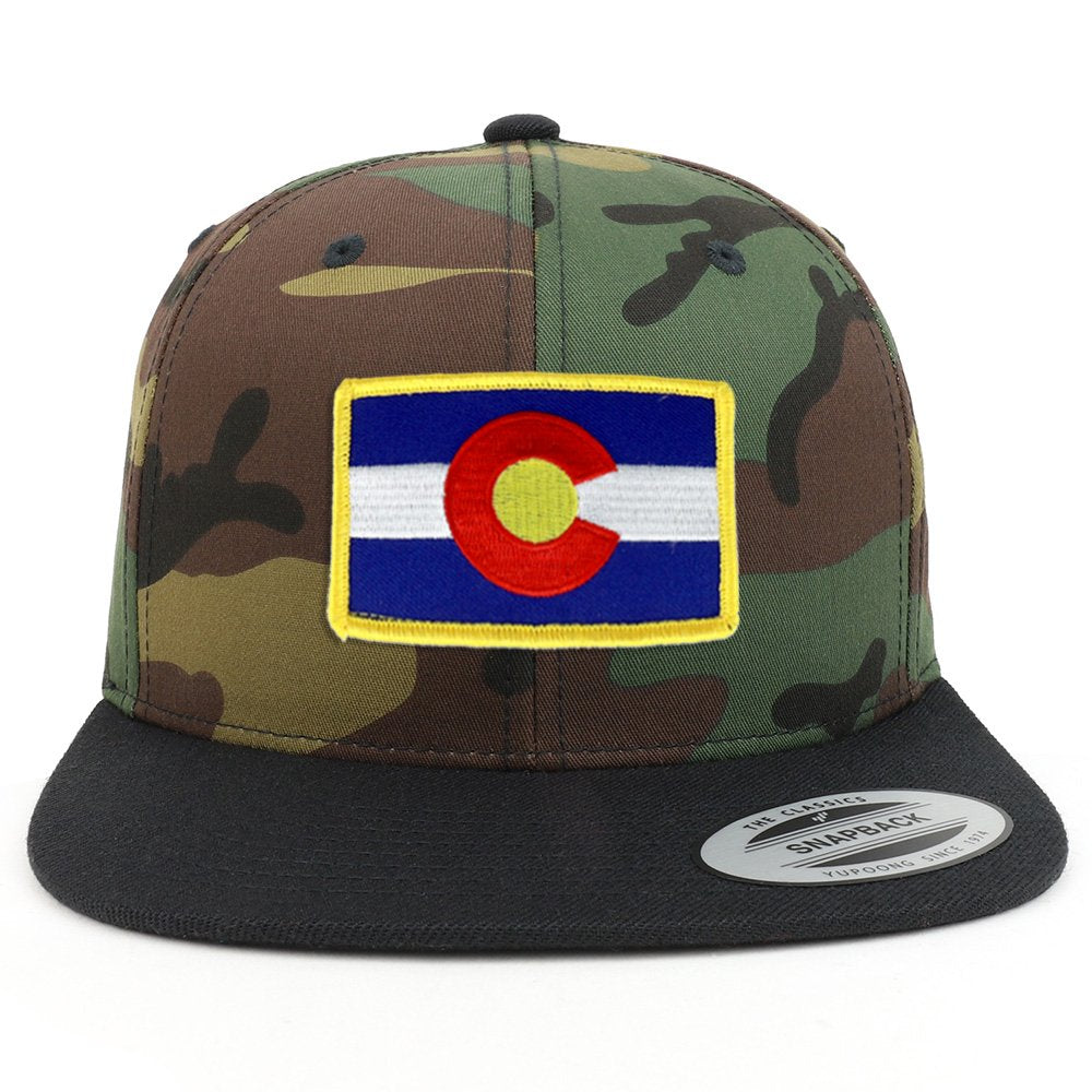 Armycrew Colorado State Flag Patch Two Tone Camo Black Flatbill Snapback Baseball Cap