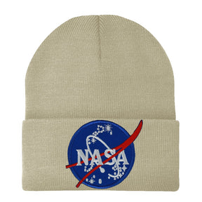 Made in USA - NASA Insignia Logo Embroidered Patch Long Cuff Beanie