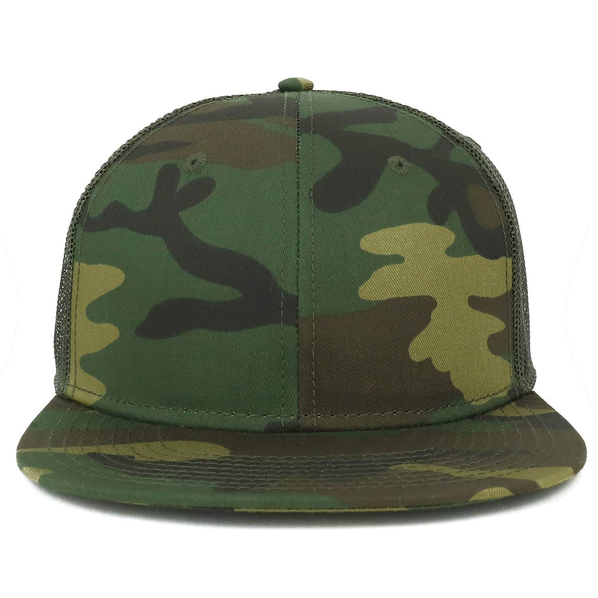 Armycrew Oversize XXL Blank Camouflage Flatbill Mesh Snapback Cap