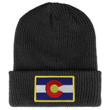 Armycrew Colorado State Flag Embroidered Patch Winter Ribbed Cuffed Knit Beanie