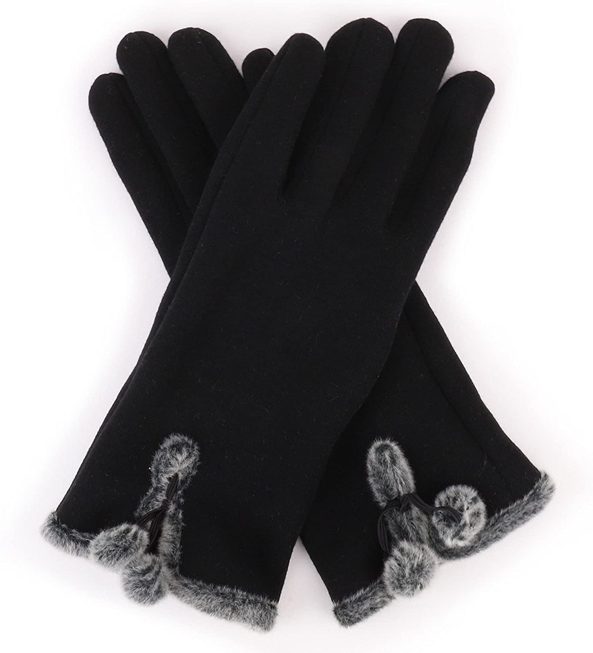 Armycrew Smartphone Touchscreen Ladies Fur Trim Pom Decoration Texting Glove