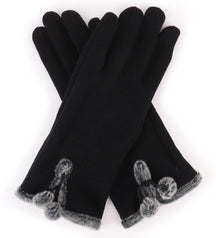 Armycrew Smartphone Touchscreen Ladies Fur Trim Pom Decoration Texting Glove