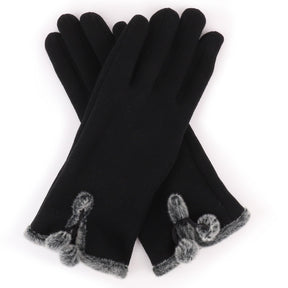 Armycrew Smartphone Touchscreen Ladies Fur Trim Pom Decoration Texting Glove
