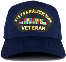 Armycrew Vietnam and Desert Storm Veteran Embroidered Patch Snapback Baseball Cap