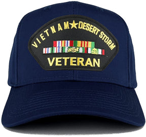 Armycrew Vietnam and Desert Storm Veteran Embroidered Patch Snapback Baseball Cap