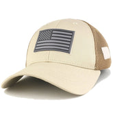Armycrew USA American Flag Black 2 Rubber Tactical Patch Low Crown Adjustable Mesh Cap