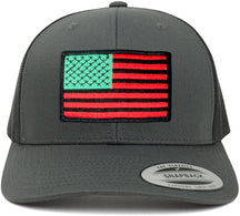 Armycrew American Flag Patch Snapback Trucker Mesh Cap - Charcoal