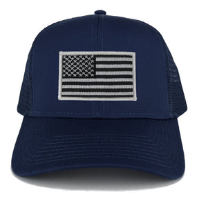 Armycrew XXL Oversize Black Grey USA Flag Patch Mesh Back Trucker Baseball Cap