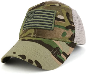 Armycrew USA Olive Flag Tactical Patch Cotton Adjustable Trucker Cap
