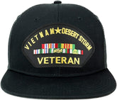 Armycrew Oversize XXL Vietnam Desert Storm Veteran Patch Flatbill Mesh Snapback Cap - Black - 2XL