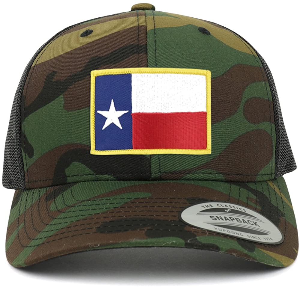 Armycrew Flexfit Texas State Flag Embroidered Iron on Patch Snapback Mesh Trucker Cap