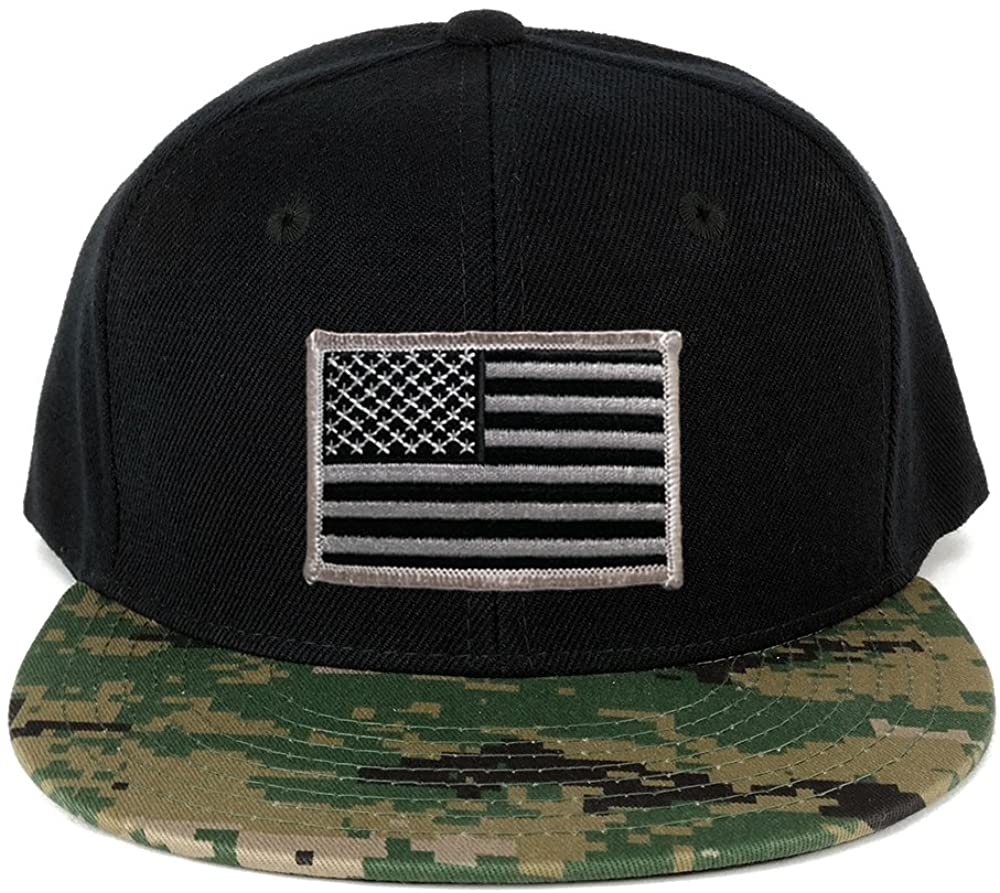 USA American Flag Embroidered Iron on Patch Camo Bill Snapback Cap - MCU