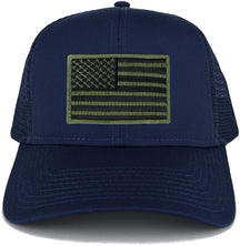 Armycrew USA American Flag Embroidered Patch Snapback Mesh Trucker Cap - Navy