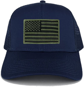 Armycrew USA American Flag Embroidered Patch Snapback Mesh Trucker Cap - Navy