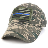 Armycrew USA Camo Thin Blue Flag Tactical Patch Cotton Adjustable Baseball Cap