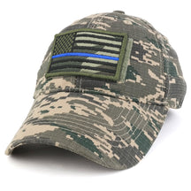 Armycrew USA Camo Thin Blue Flag Tactical Patch Cotton Adjustable Baseball Cap