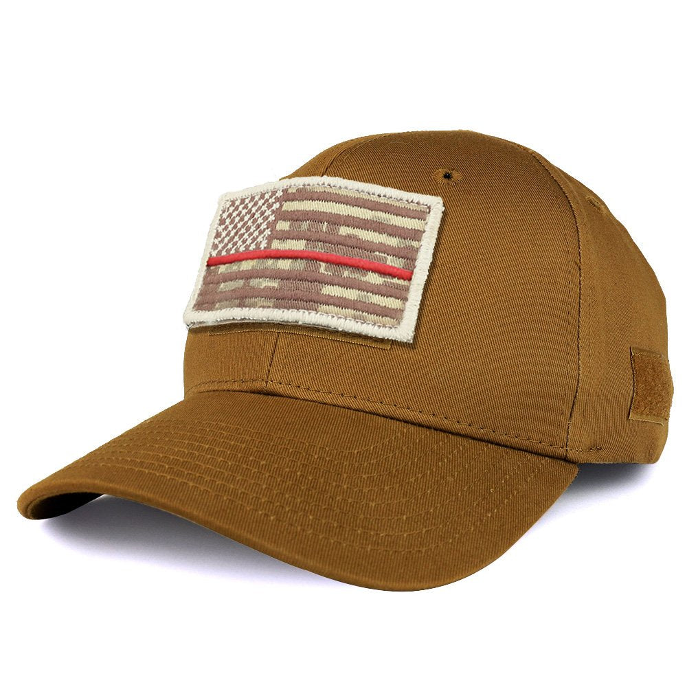 Armycrew USA Desert Digital Thin Red Tactical Patch Structured Baseball Cap
