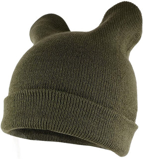 Pussyhat Women's Warm Cat Ear Folded Beanie Hat - Black