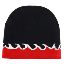 Armycrew Small Fire Flame Pattern Reversible Short Knit Beanie