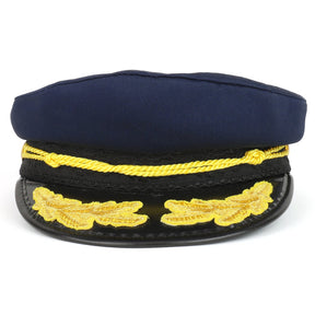 Armycrew Cotton Yacht Captain Costume Hat with Gold Oak Leaf and Rope