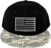 USA American Flag Embroidered Iron on Patch Camo Bill Snapback Cap - ACU
