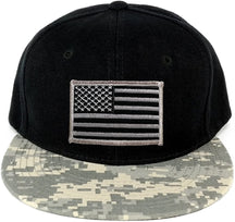 USA American Flag Embroidered Iron on Patch Camo Bill Snapback Cap - ACU