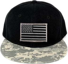 USA American Flag Embroidered Iron on Patch Camo Bill Snapback Cap - ACU