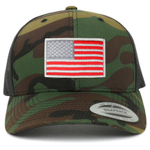 Armycrew American Flag Patch Snapback Trucker Mesh Cap - Camo