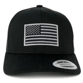 Flexfit American Flag Patch Snapback Trucker Mesh Cap - Black - Black Grey