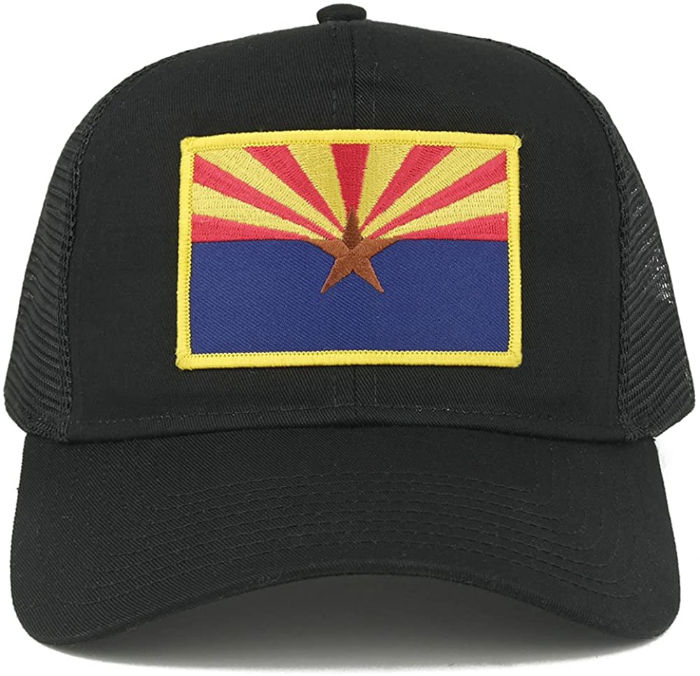 Arizona Home State Flag Embroidered Iron on Gold Border Patch Snapback Mesh Trucker Cap