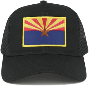 Arizona Home State Flag Embroidered Iron on Gold Border Patch Snapback Mesh Trucker Cap
