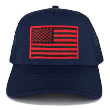 Armycrew USA American Flag Embroidered Patch Snapback Mesh Trucker Cap - Navy