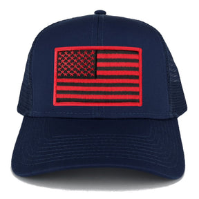 Armycrew USA American Flag Embroidered Patch Snapback Mesh Trucker Cap - Navy